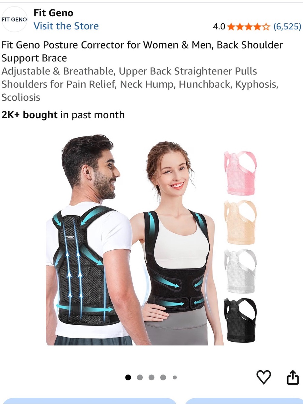 Women's Black Posture Corrector Back Support Brace
